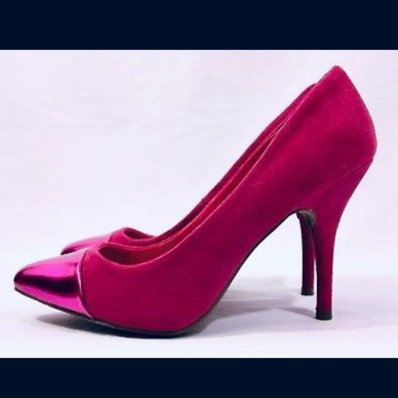 Brand New Never Worn Candie's Alyssa Pink Faux Suede With Metallic Toe Pumps - Picture 3 of 6